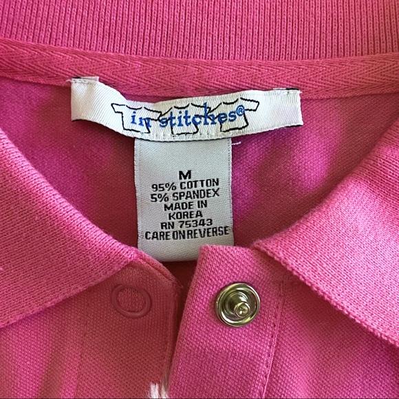 NWT 90s Polo Shirt Pink w black trim Short Sleeve top snaps pop collar Barbie - Picture 5 of 9